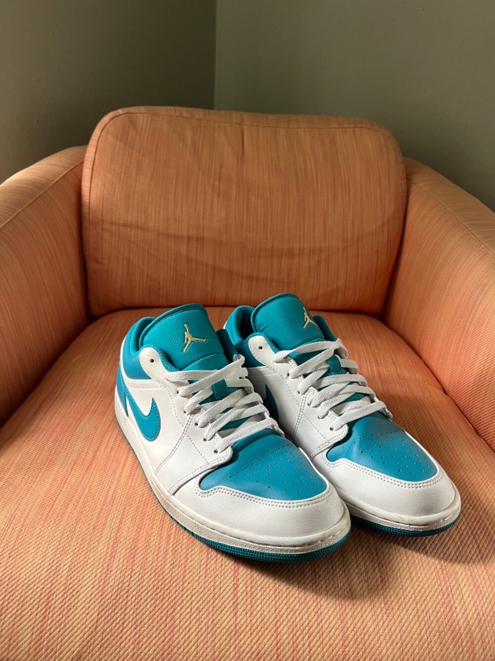Nike Air Jordan Size 11 Turquoise and White Sneakers